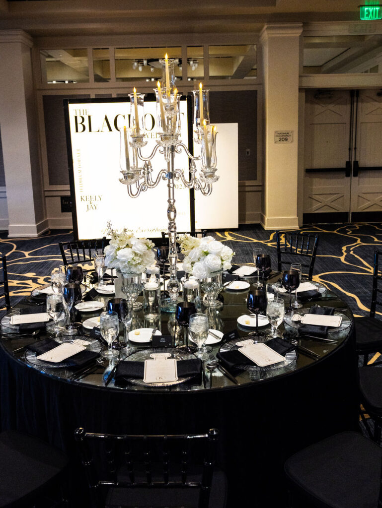 black and white wedding decor